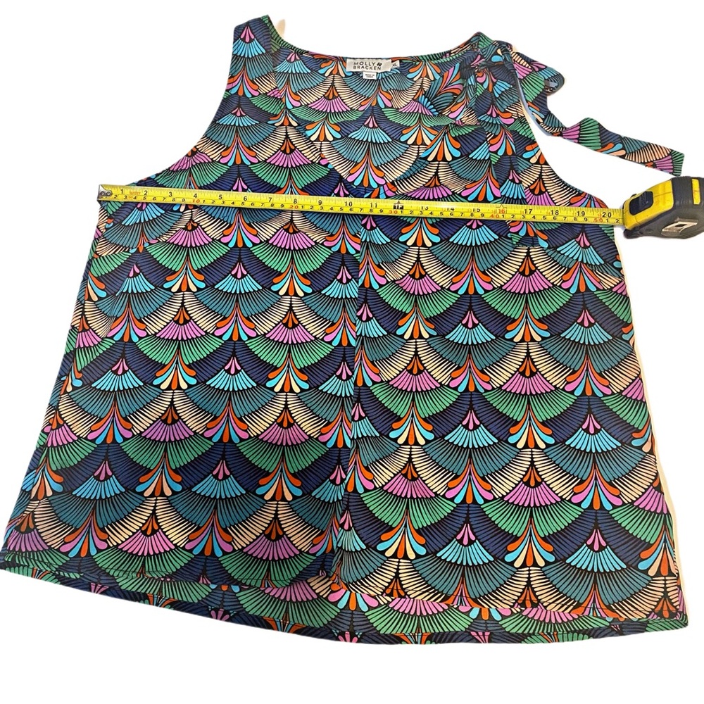 Molly Bracken Multi-Color Geo Print Bow-Detail Sleeveless Alix Sz XL - Picture 5 of 7